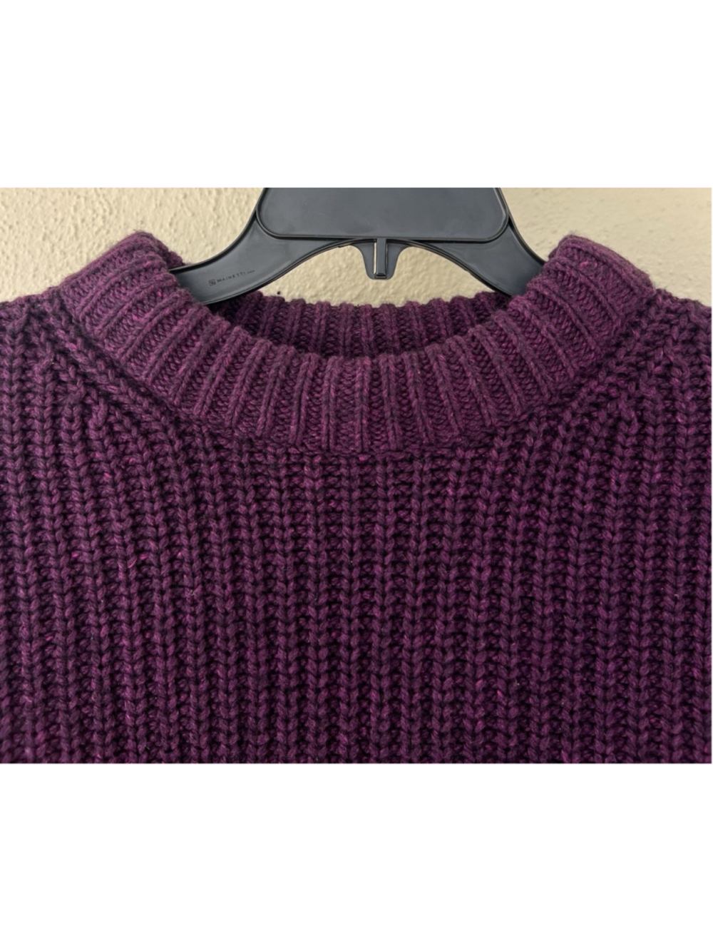 COS Chunky Rib Knit Short Sleeve Sweater Purple Cotton Wool Blend Large Thick - Picture 2 of 6